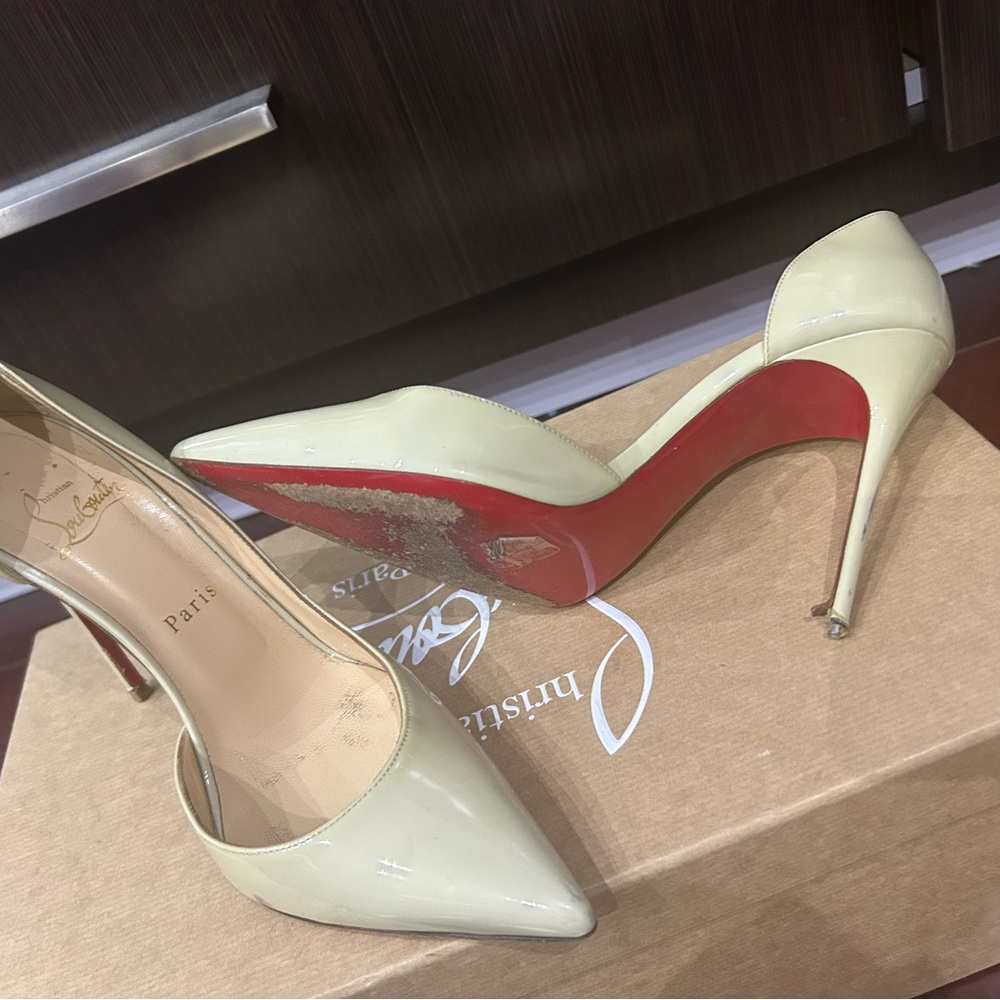 Christian Louboutin Beige and Red Stiletto Heels
